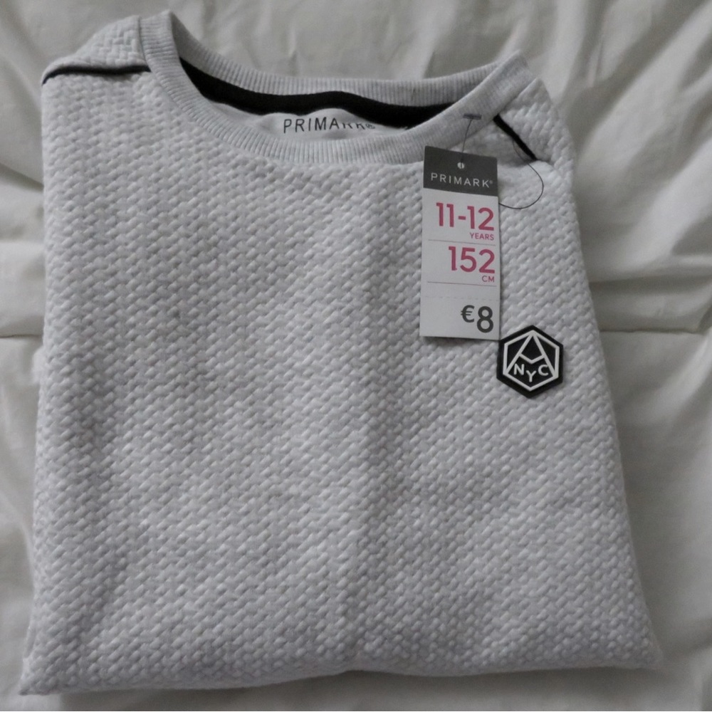 NWT Primark Boy’s Gray Sweater Kids Size 11 - 12